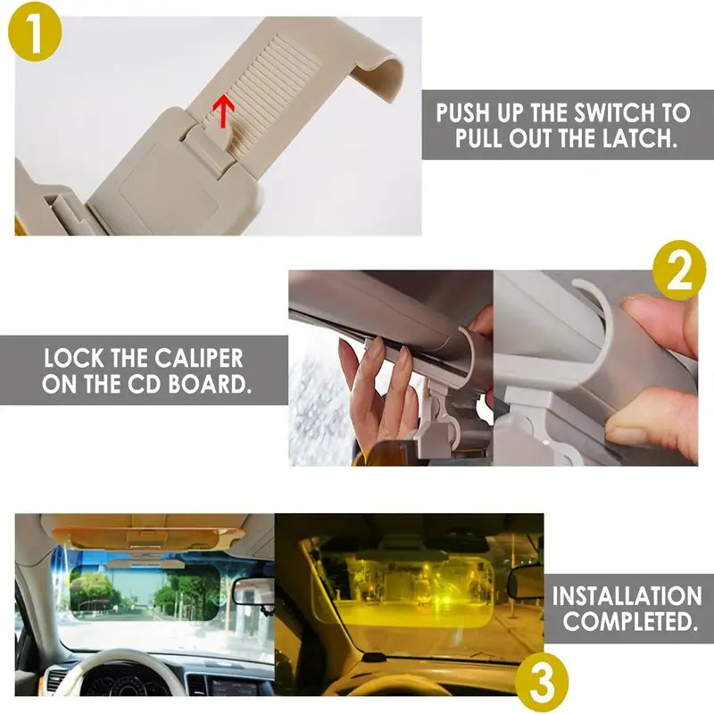 2 in 1 Day & Night Driving Anti Glare Sun Visor