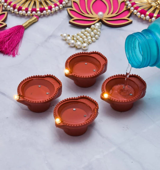 Water Sensor LED Diya - No Fire, No Smoke, No Oil – Just Radiant Light (Pack of 6/12/18/24)